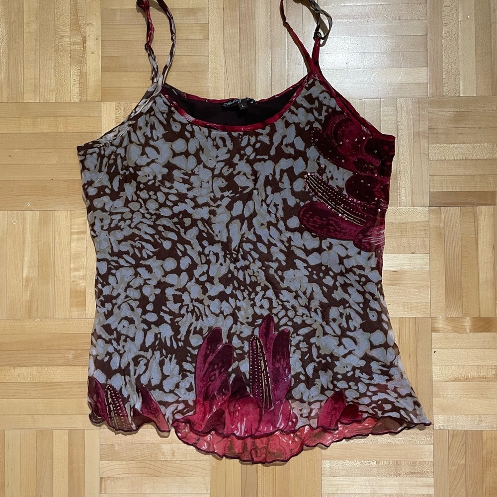Mahogany Red Asymmetrical Y2K Tank Top